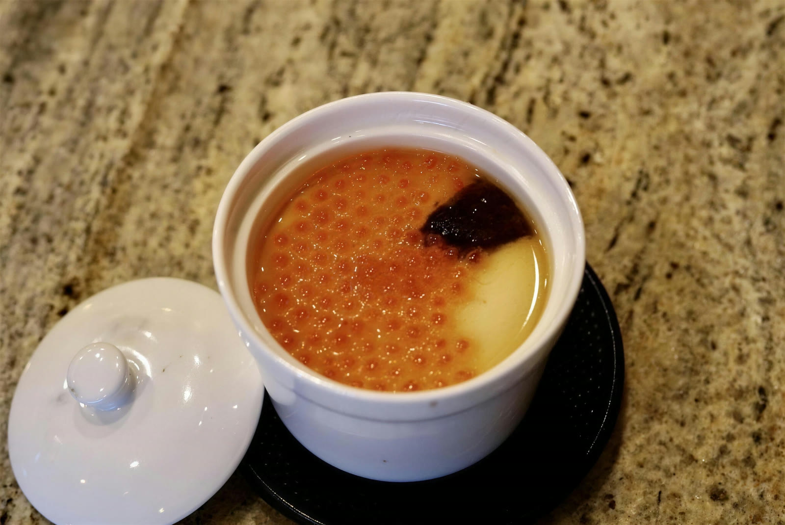Steamed egg custard topped with salmon roe