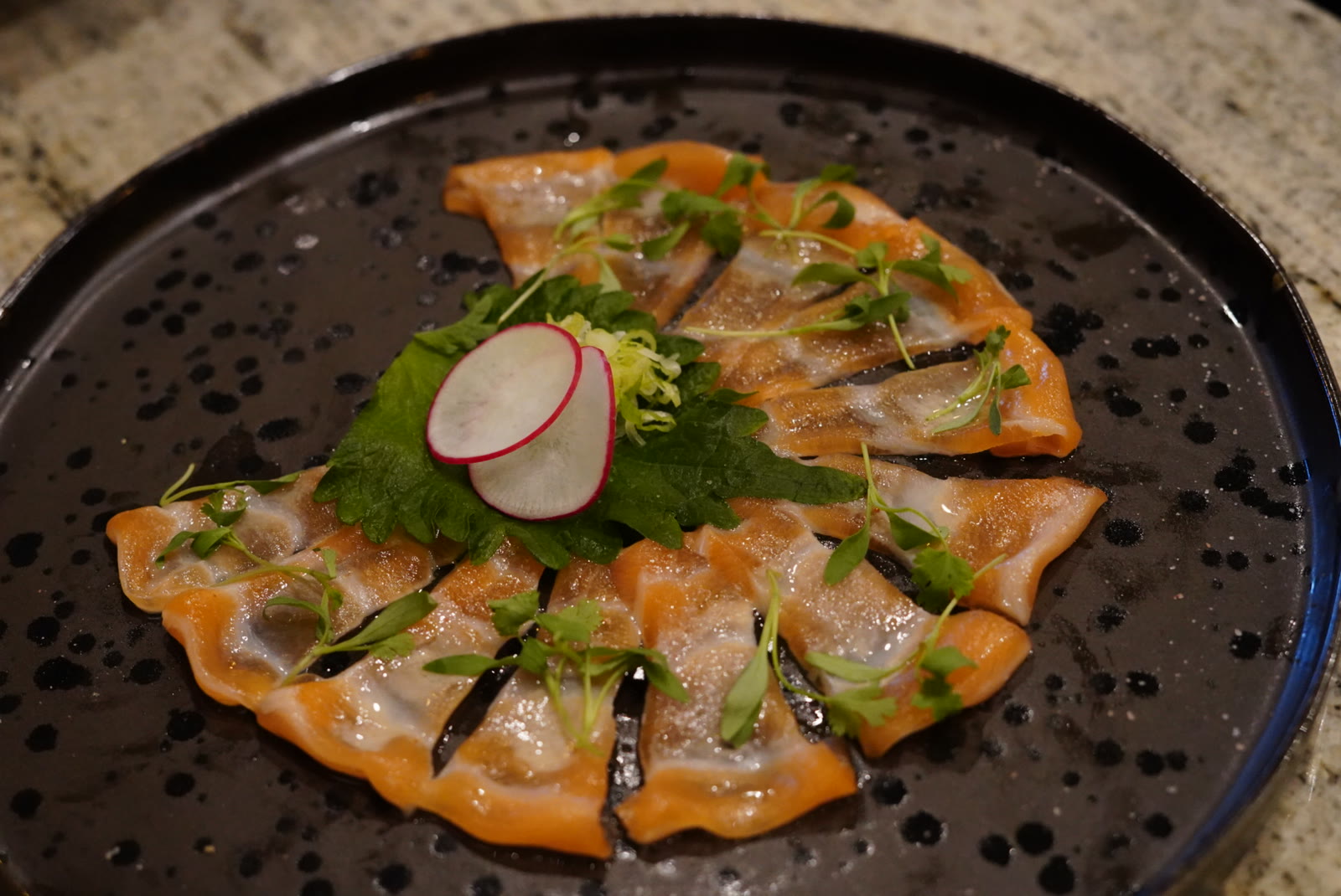 Cured salmon with radish